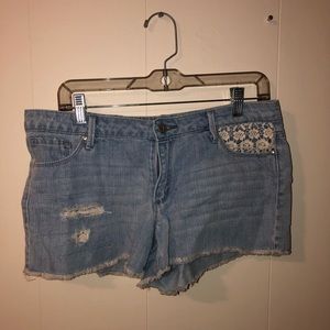 Lacy jean shorts